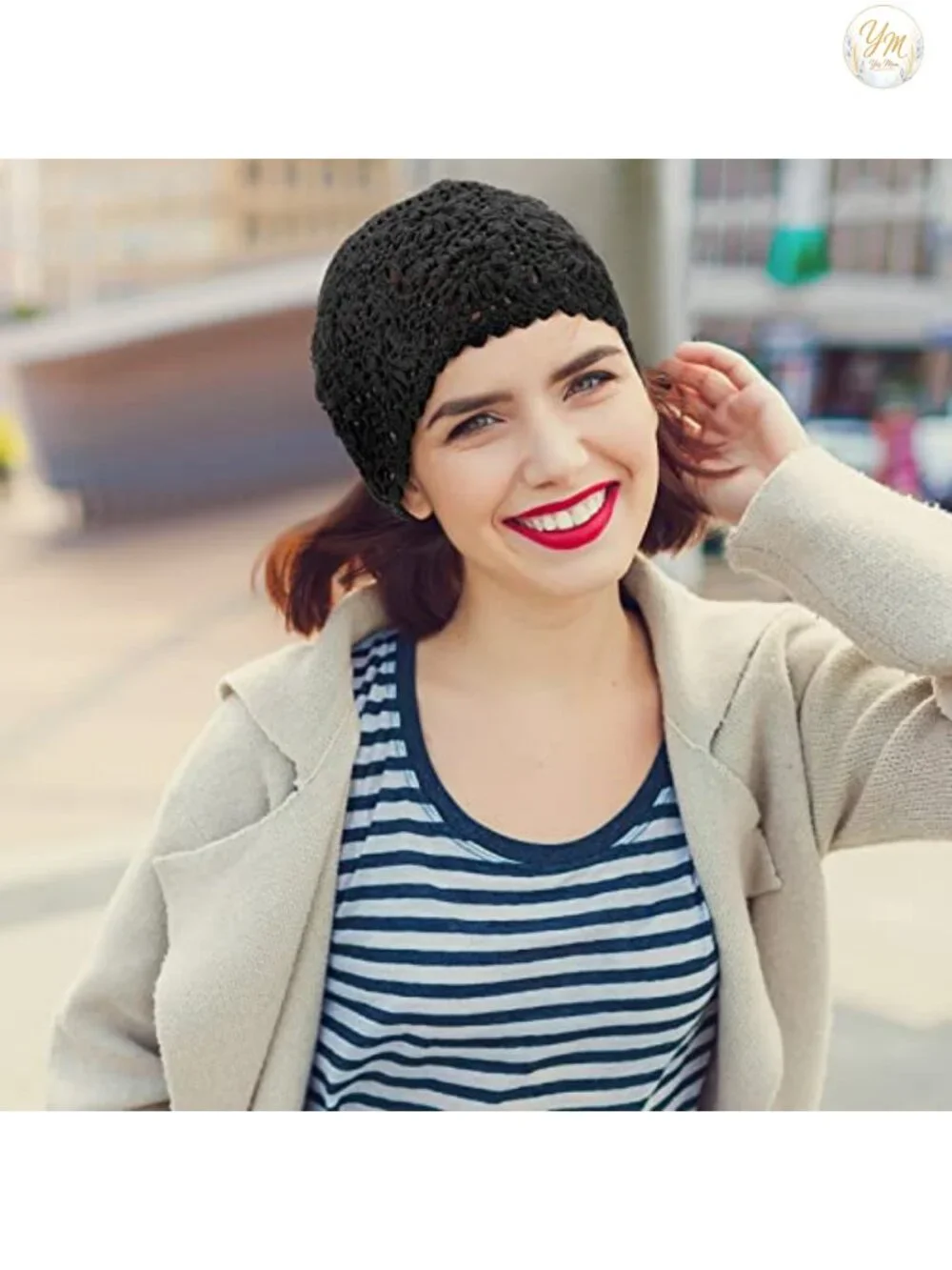4 Pack Crochet Slouchy Beanie Hats, Knit Floral Cutout Polyester, Summer Fall